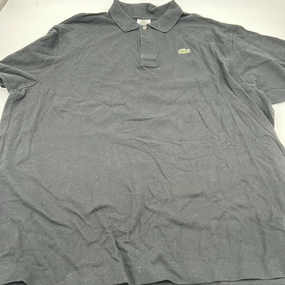 Lacoste Mens Sz 9 US 4XL Black Mesh Stretch Short Sleeve Polo Shirt